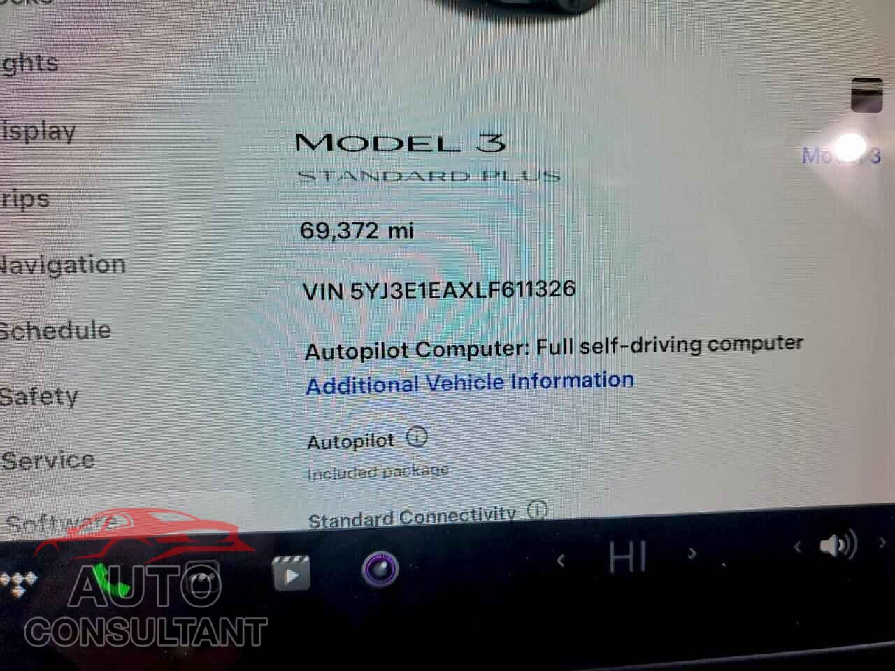 TESLA MODEL 3 2020 - 5YJ3E1EAXLF611326