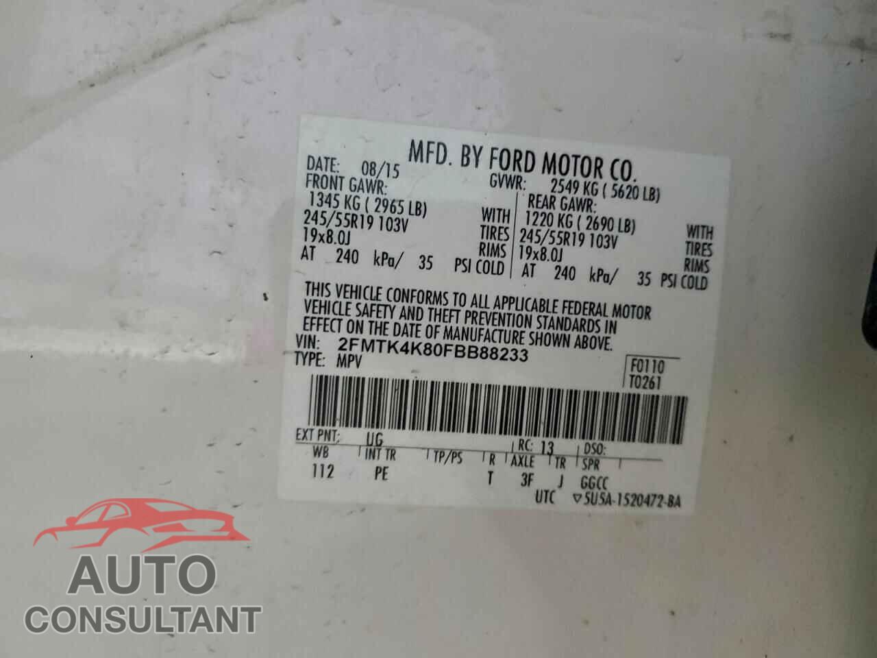 FORD EDGE 2015 - 2FMTK4K80FBB88233