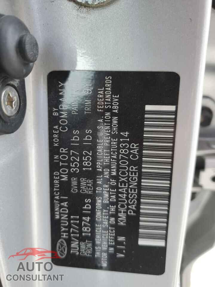 HYUNDAI ACCENT 2012 - KMHCU4AEXCU078314
