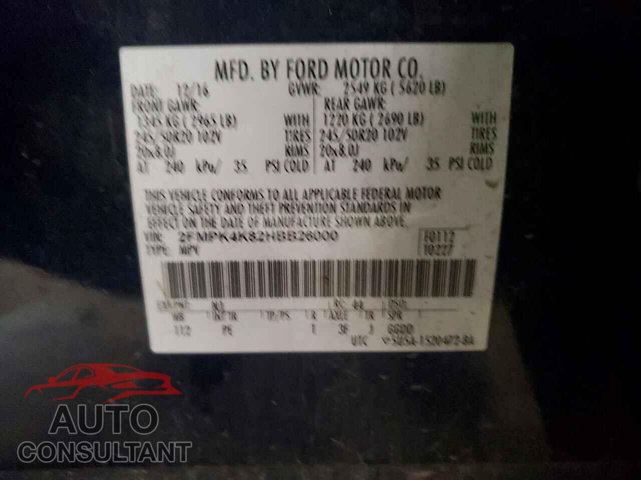 FORD EDGE 2017 - 2FMPK4K82HBB26000