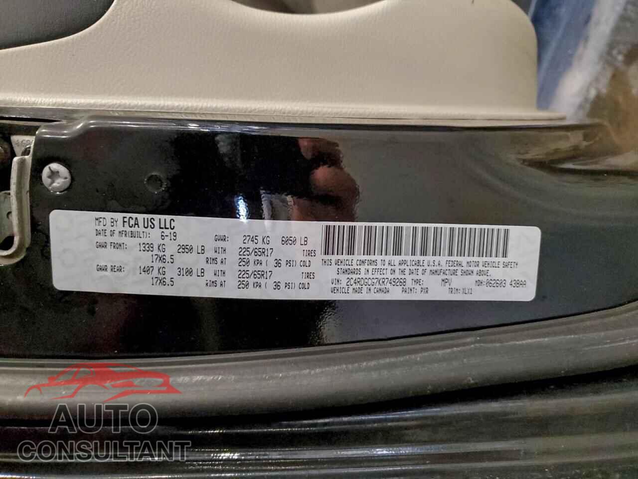 DODGE CARAVAN 2019 - 2C4RDGCG7KR749268