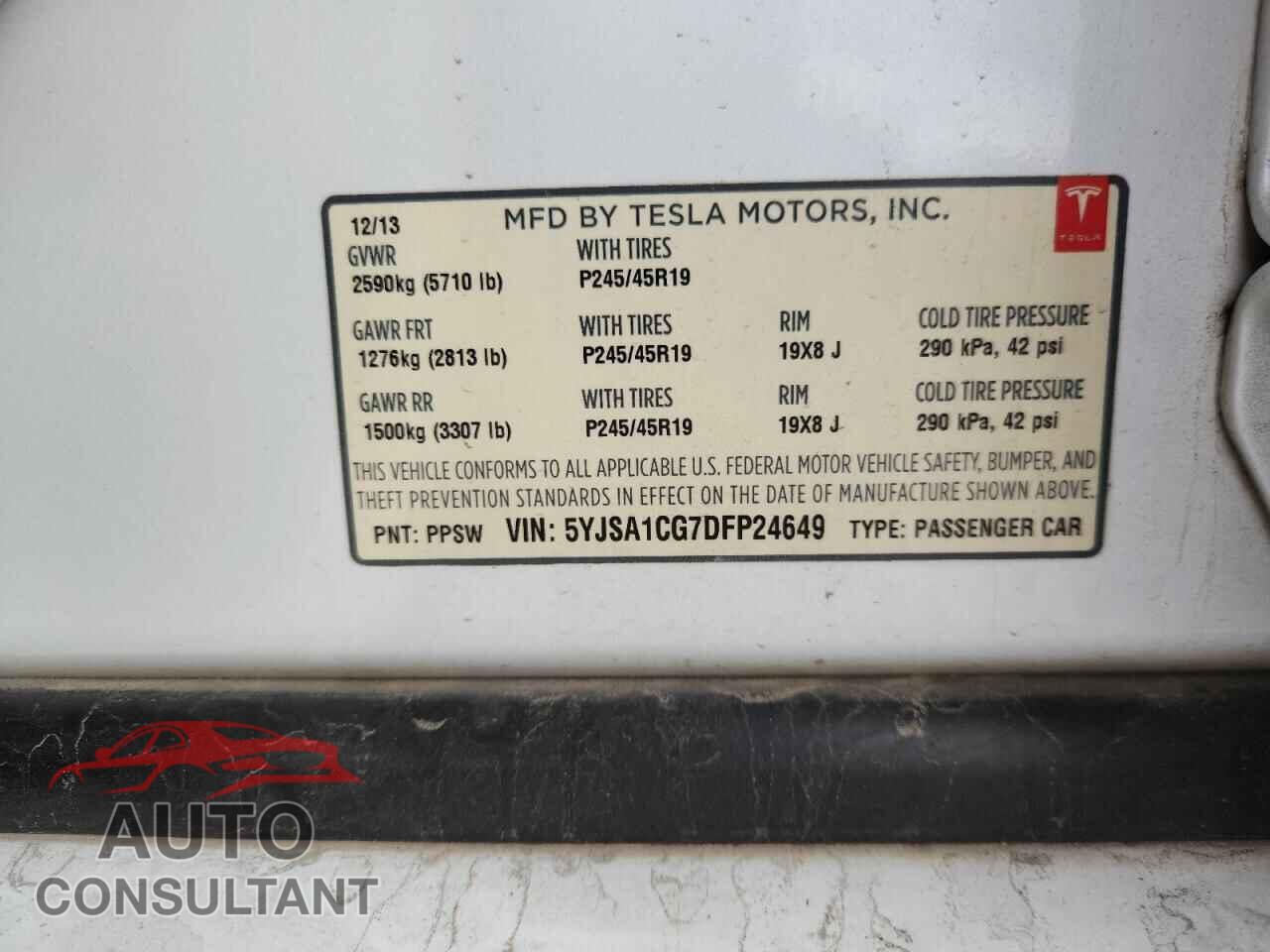 TESLA MODEL S 2013 - 5YJSA1CG7DFP24649