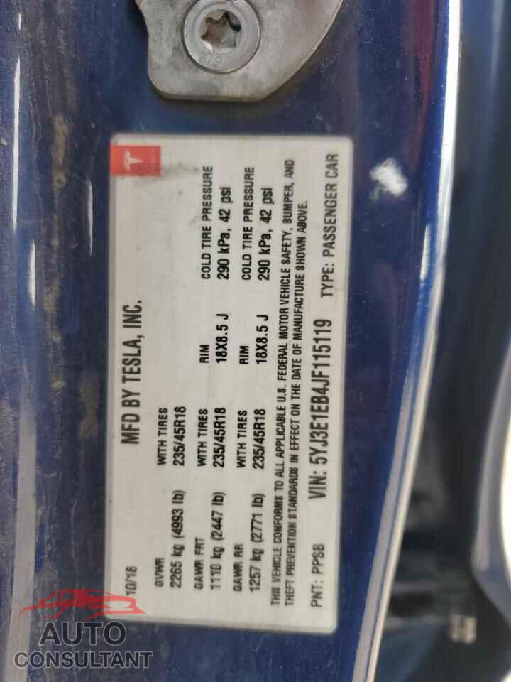 TESLA MODEL 3 2018 - 5YJ3E1EB4JF115119