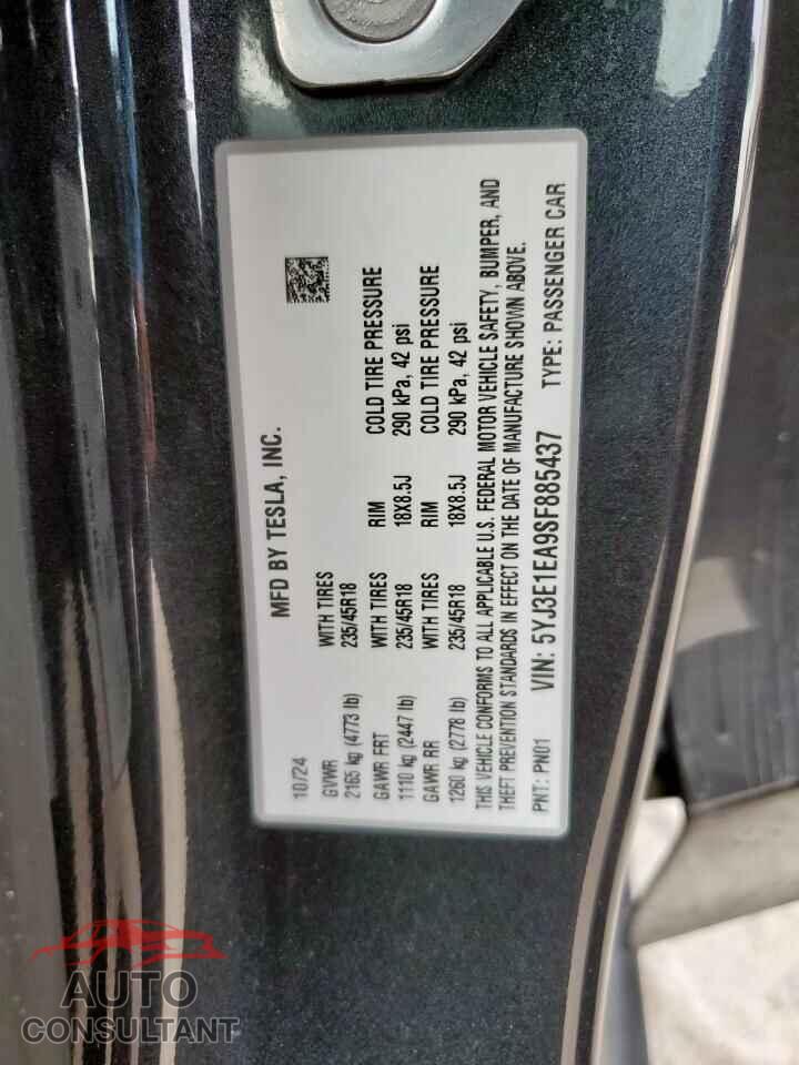 TESLA MODEL 3 2025 - 5YJ3E1EA9SF885437