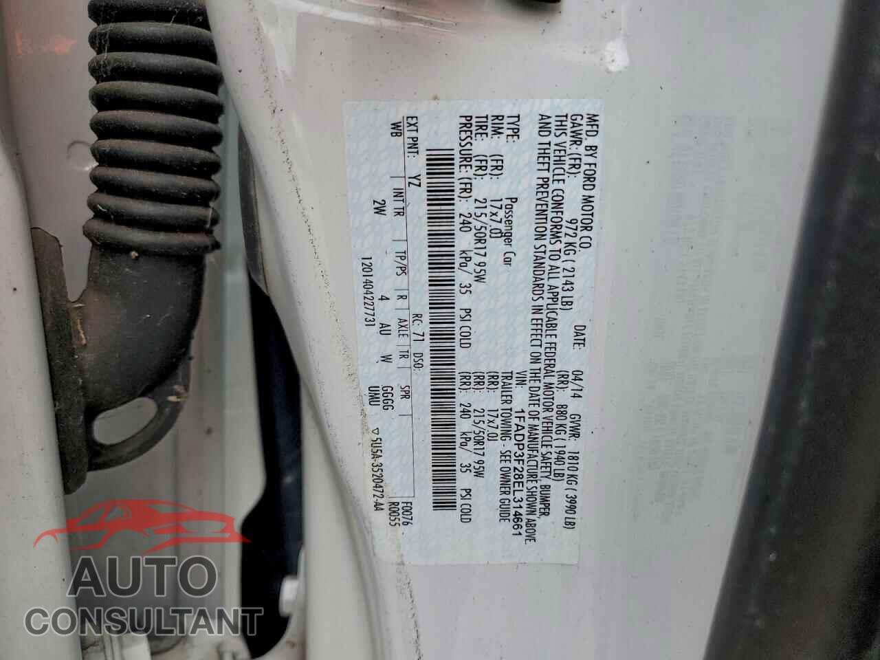 FORD FOCUS 2014 - 1FADP3F28EL314661
