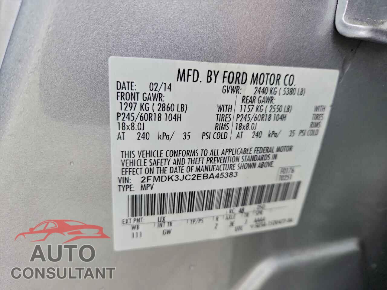 FORD EDGE 2014 - 2FMDK3JC2EBA45383