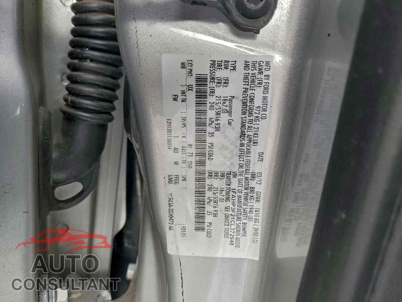 FORD FOCUS 2012 - 1FAHP3F21CL372948