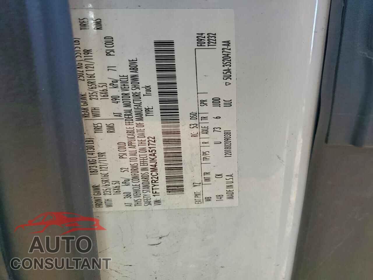 FORD TRANSIT 2018 - 1FTYR2CM4JKA51722