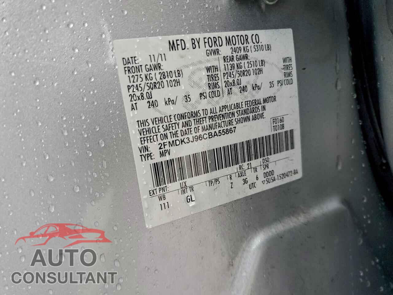 FORD EDGE 2012 - 2FMDK3J96CBA55867