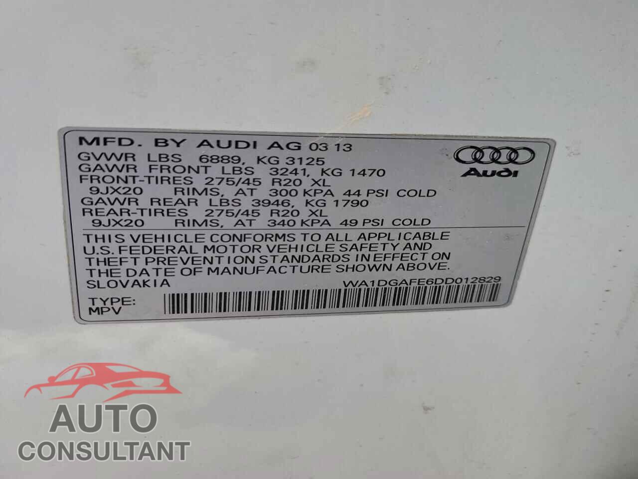 AUDI Q7 2013 - WA1DGAFE6DD012829