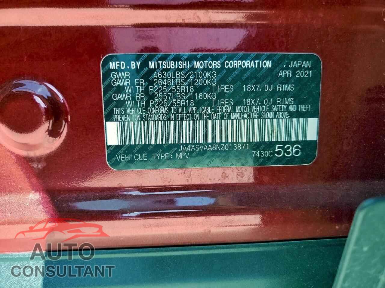 MITSUBISHI ECLIPSE 2022 - JA4ASVAA8NZ013871