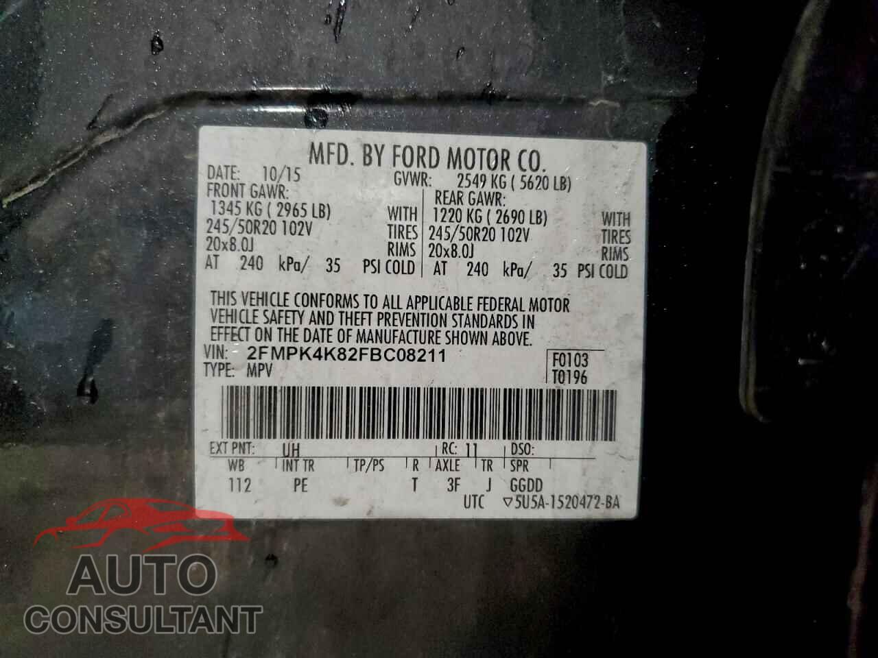 FORD EDGE 2015 - 2FMPK4K82FBC08211