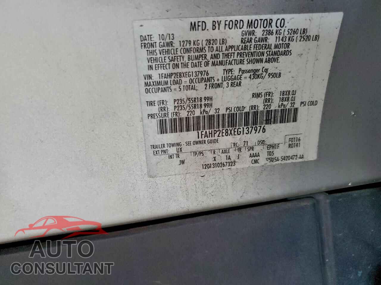FORD TAURUS 2014 - 1FAHP2E8XEG137976