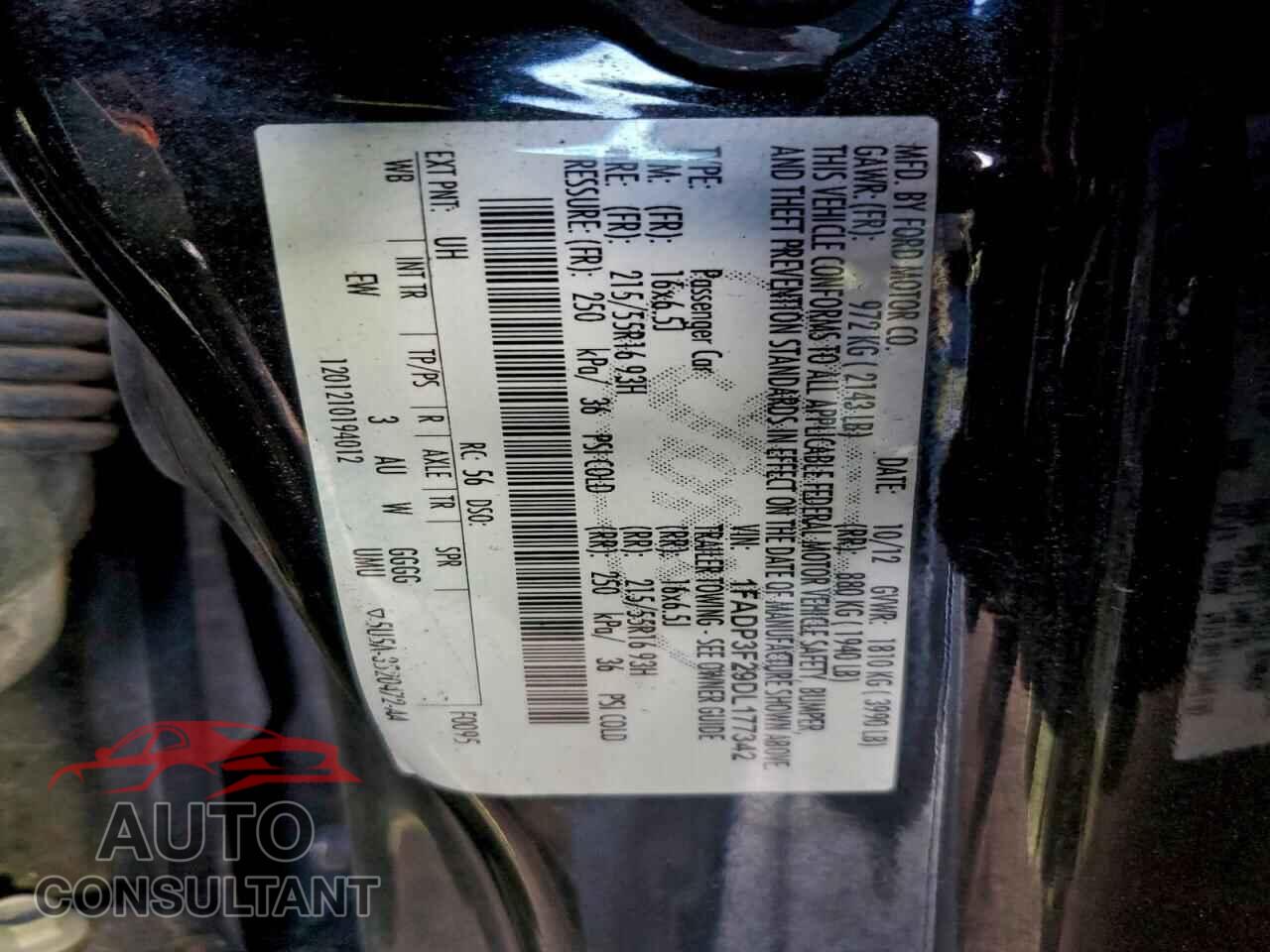 FORD FOCUS 2013 - 1FADP3F29DL177342