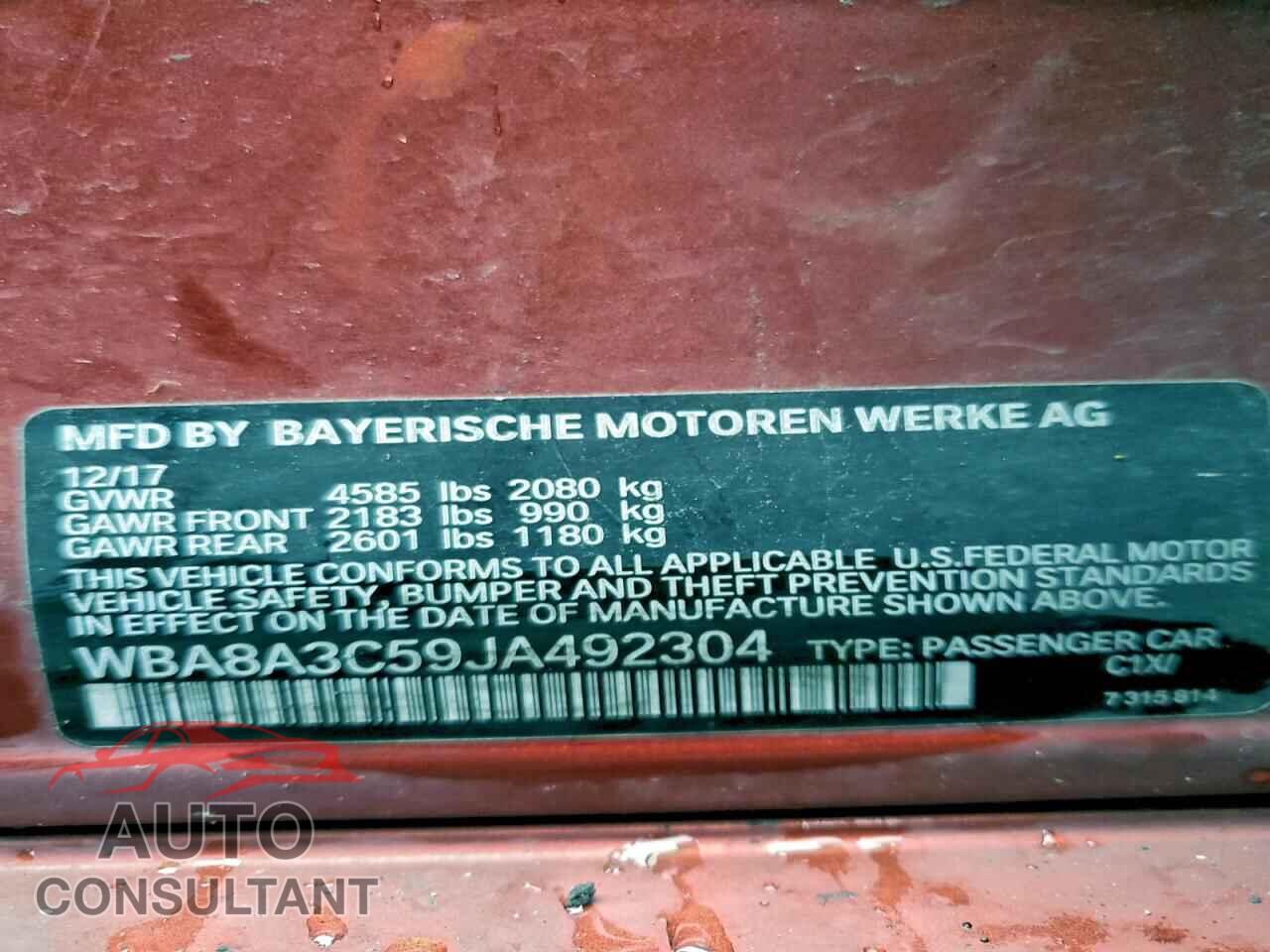 BMW 320 2018 - WBA8A3C59JA492304