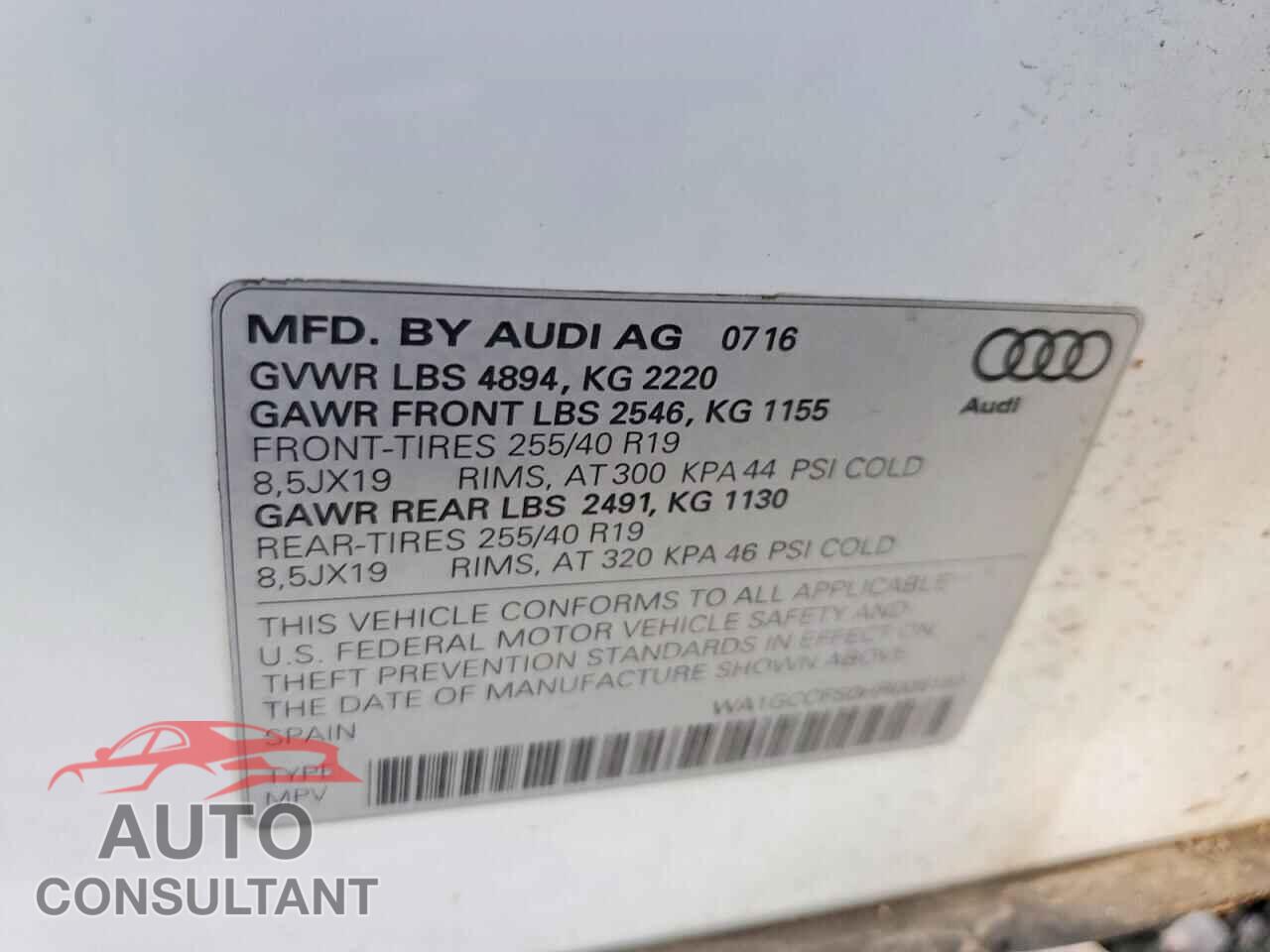 AUDI Q3 2017 - WA1GCCFS0HR005183