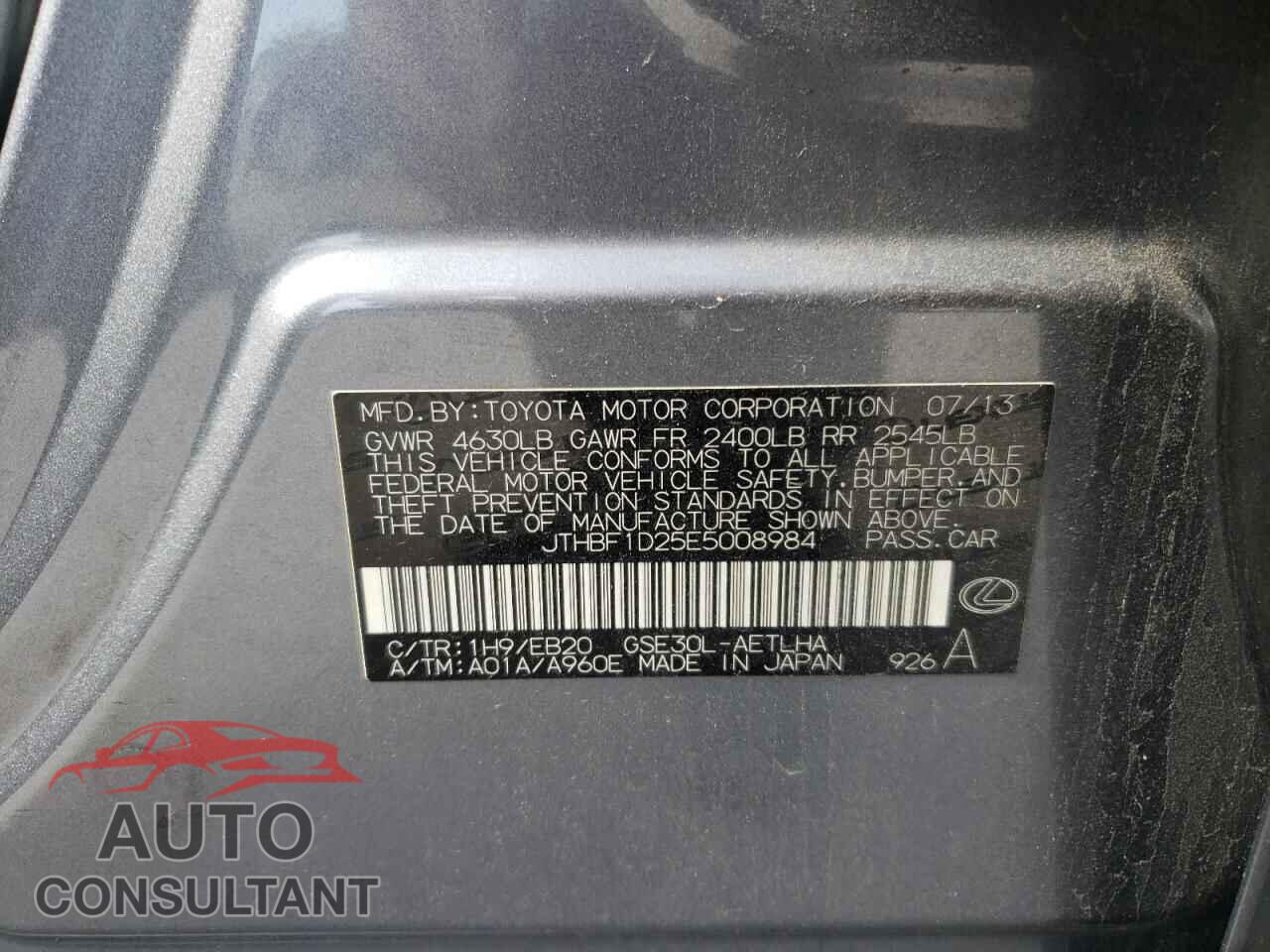 LEXUS IS 2014 - JTHBF1D25E5008984