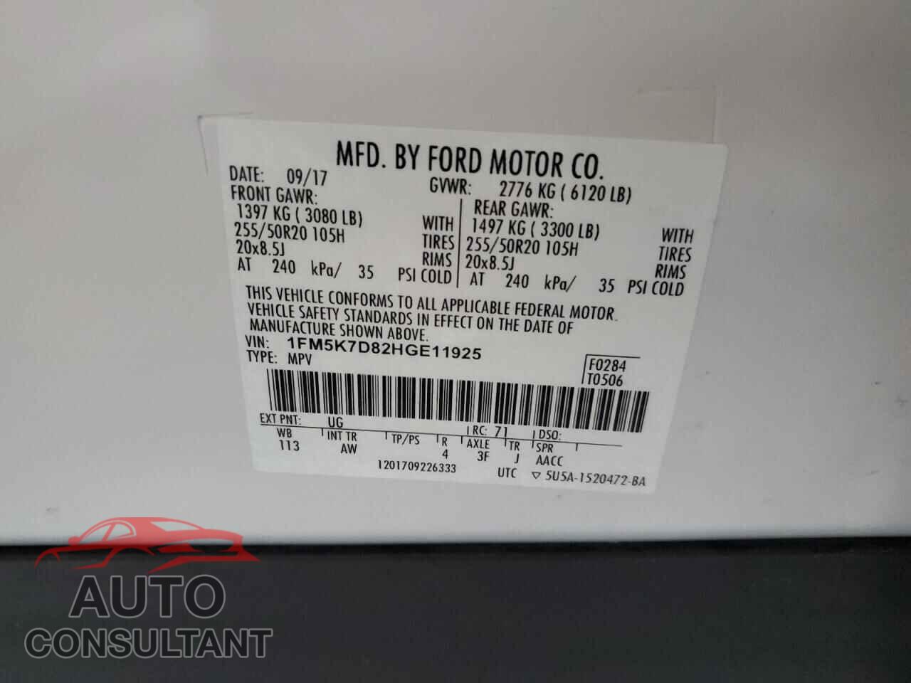 FORD EXPLORER 2017 - 1FM5K7D82HGE11925