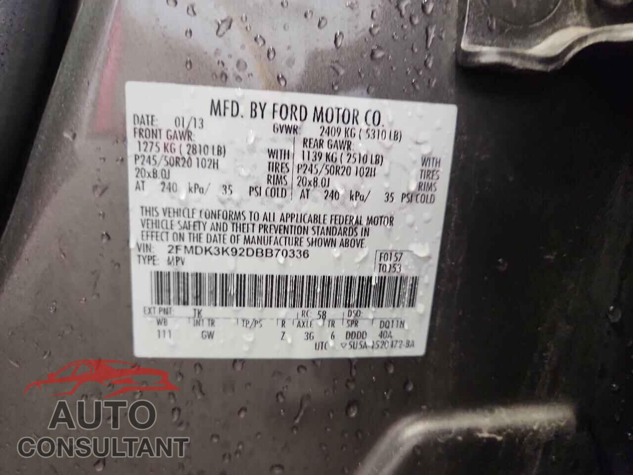 FORD EDGE 2013 - 2FMDK3K92DBB70336