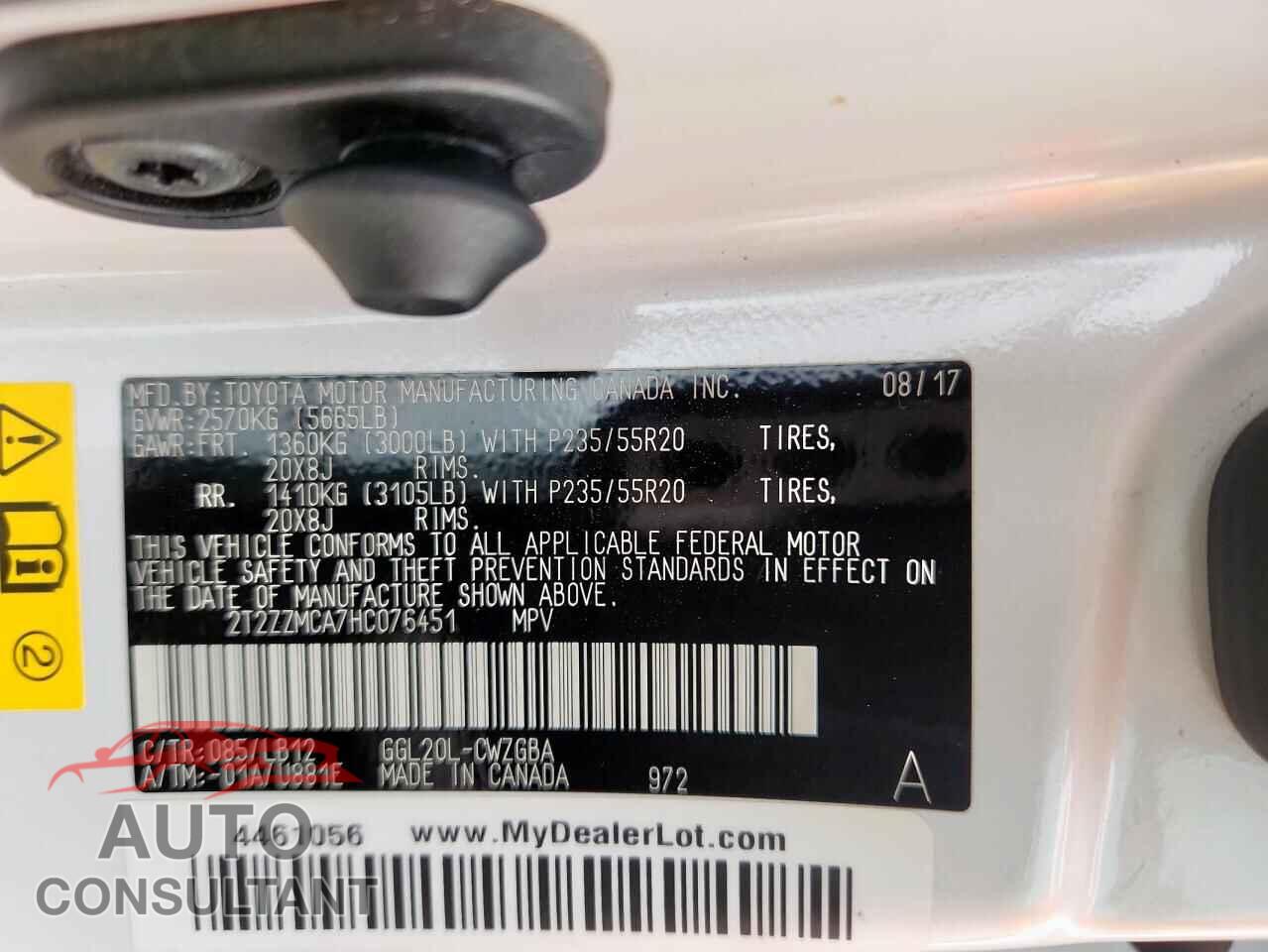 LEXUS RX350 2017 - 2T2ZZMCA7HC076451