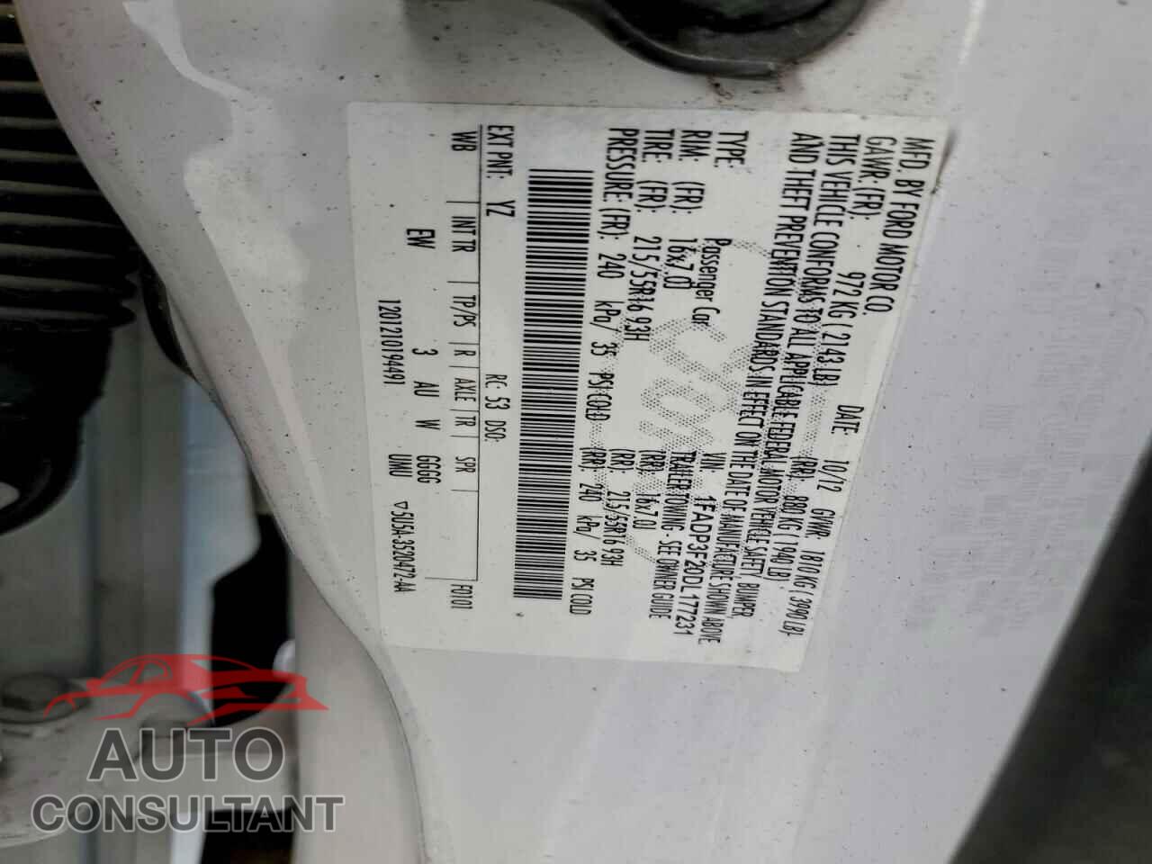 FORD FOCUS 2013 - 1FADP3F20DL177231