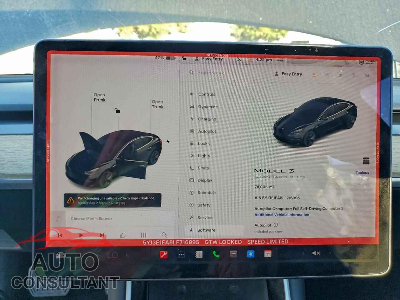 TESLA MODEL 3 2020 - 5YJ3E1EA8LF716995