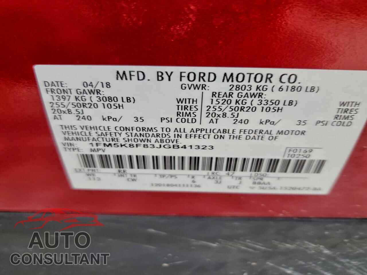 FORD EXPLORER 2018 - 1FM5K8F83JGB41323
