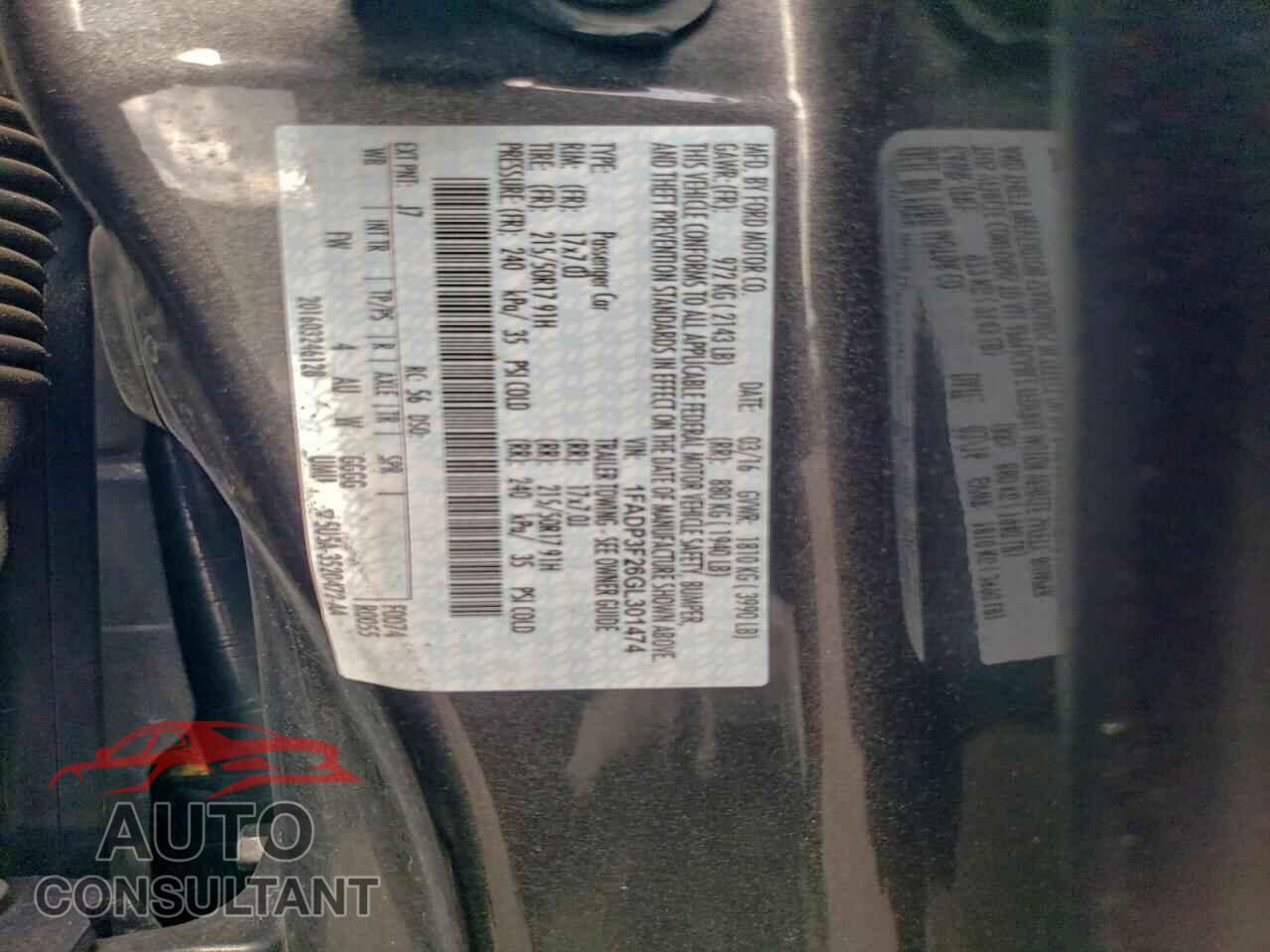 FORD FOCUS 2016 - 1FADP3F26GL301474