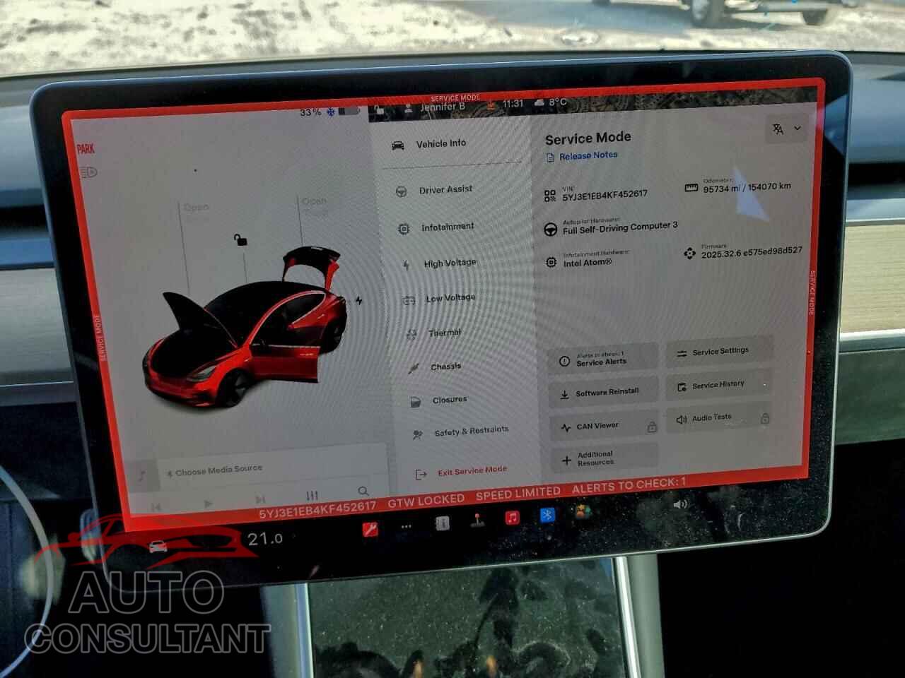 TESLA MODEL 3 2019 - 5YJ3E1EB4KF452617