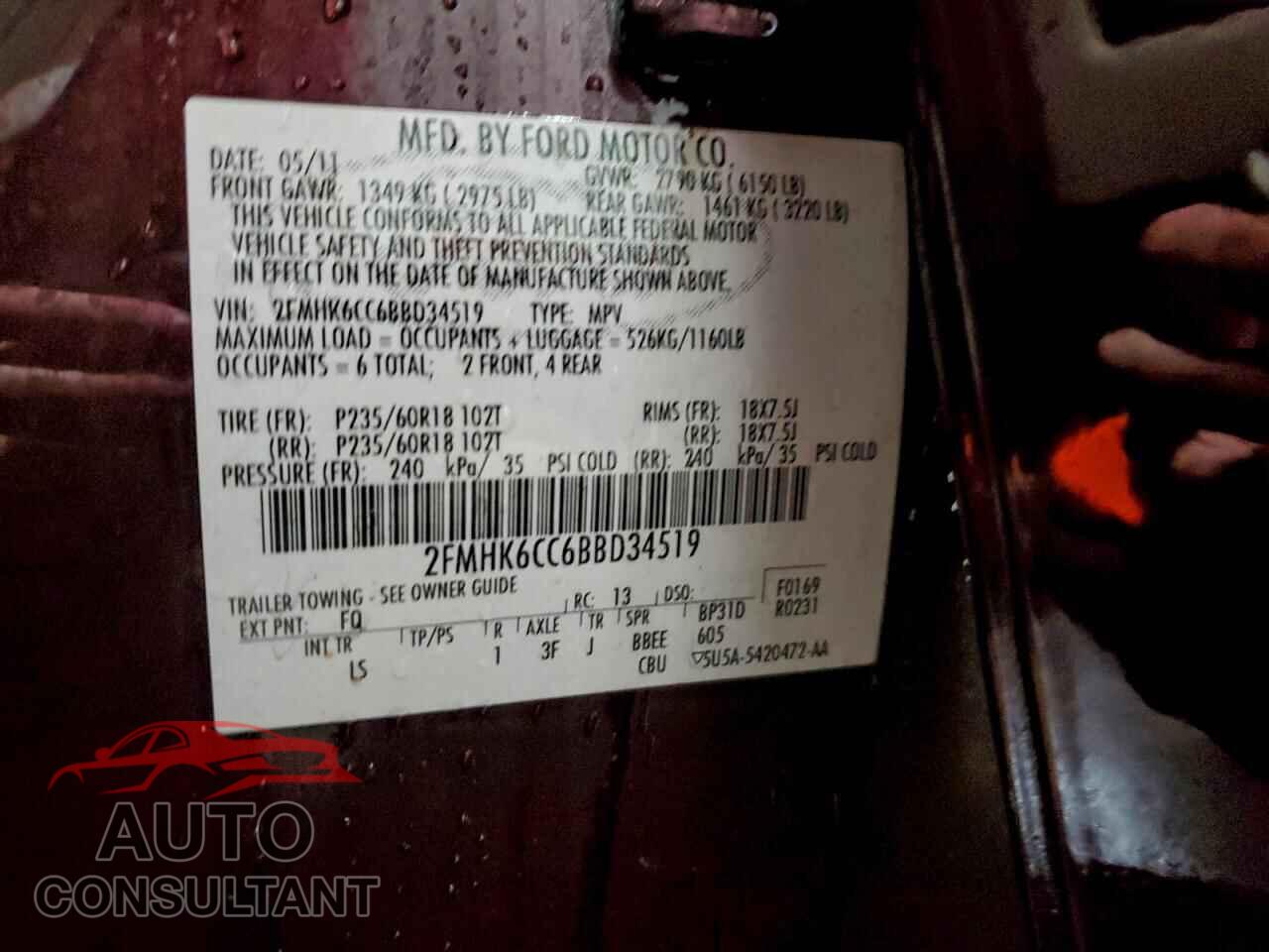 FORD FLEX 2011 - 2FMHK6CC6BBD34519