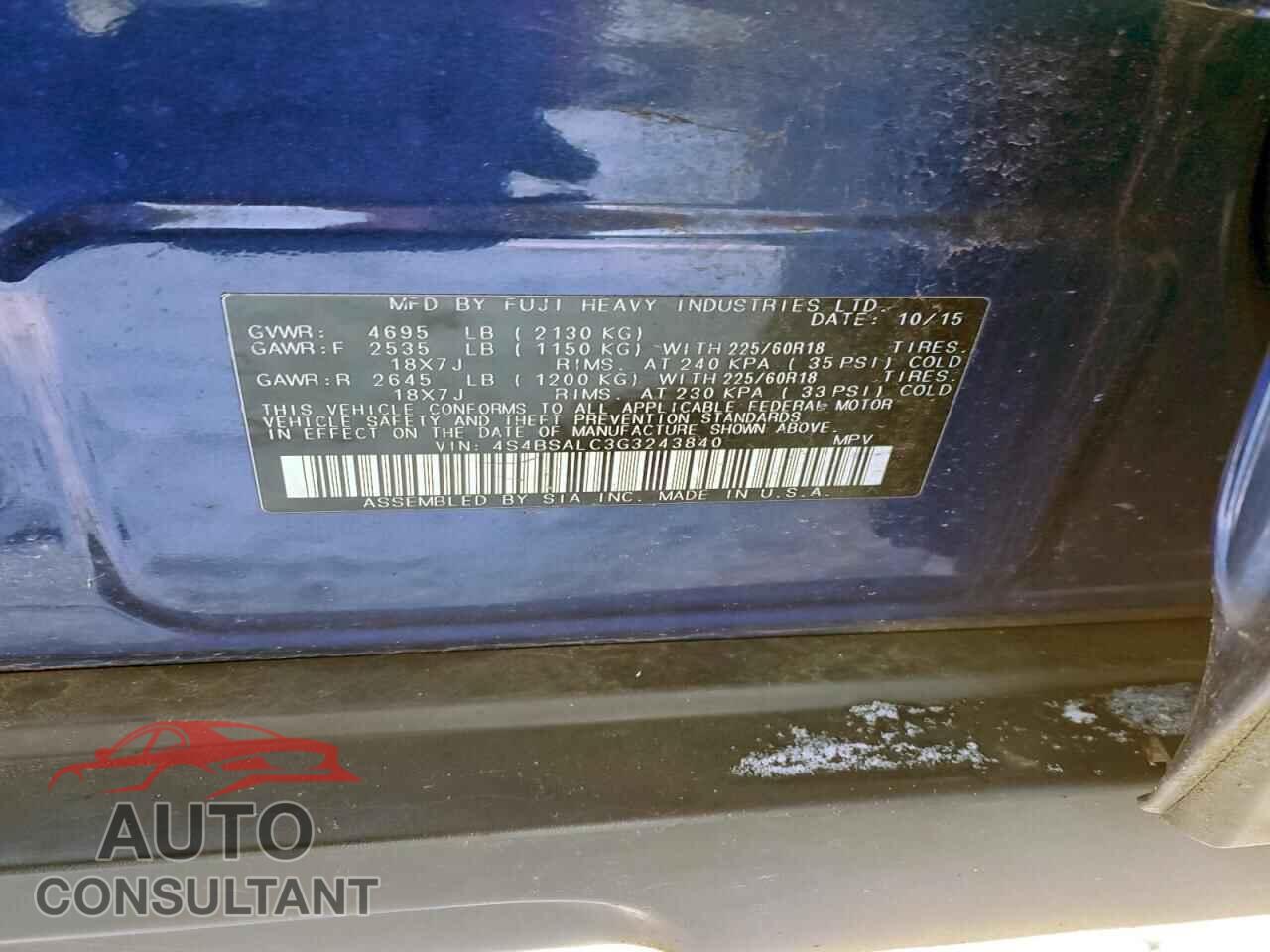 SUBARU OUTBACK 2016 - 4S4BSALC3G3243840