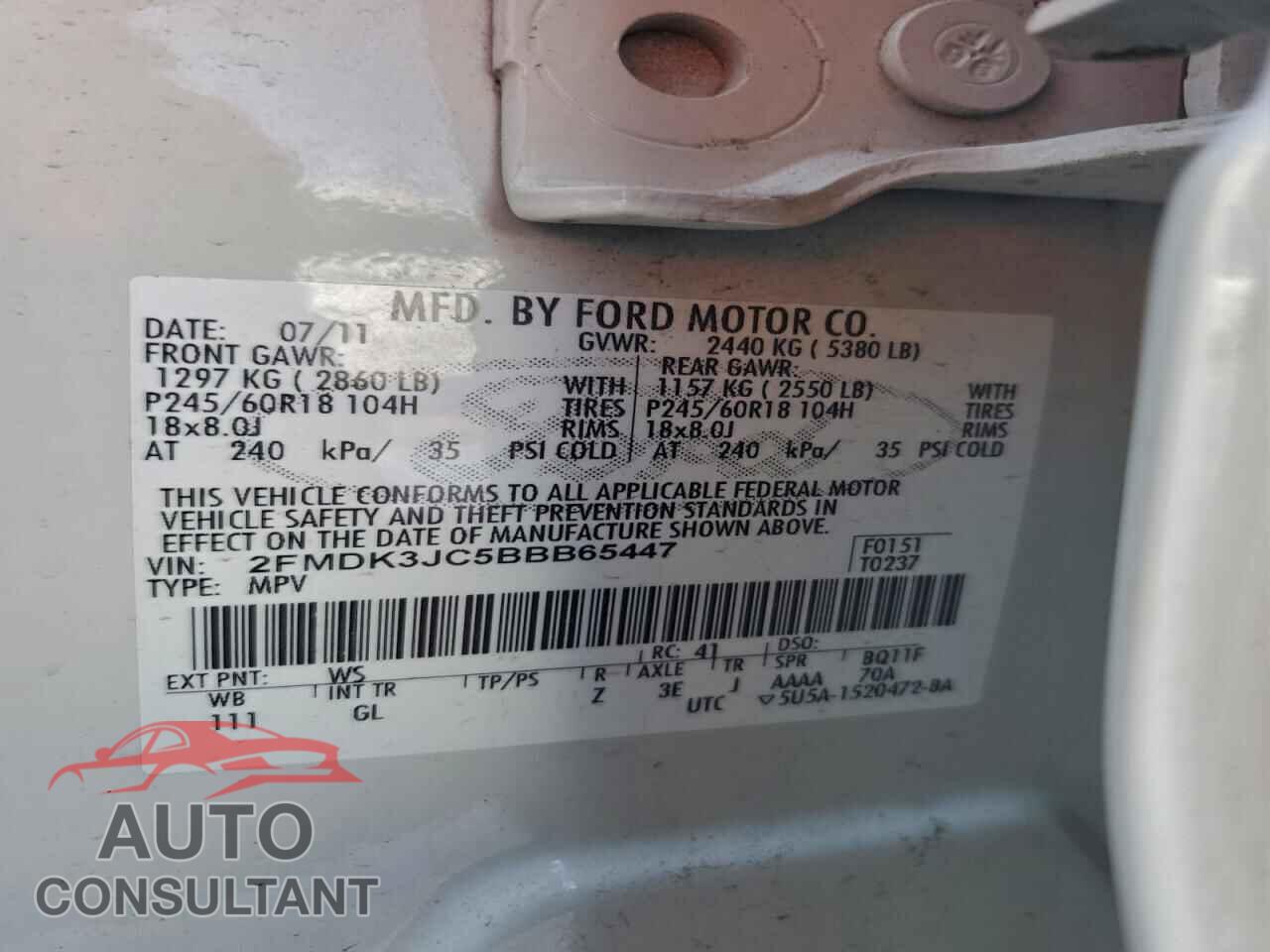 FORD EDGE 2011 - 2FMDK3JC5BBB65447