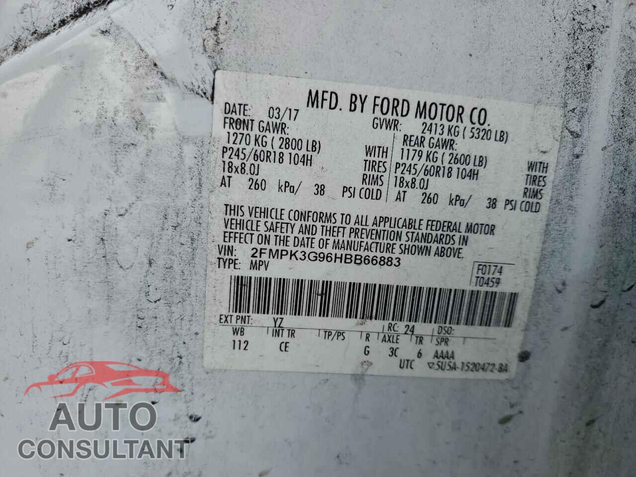 FORD EDGE 2017 - 2FMPK3G96HBB66883