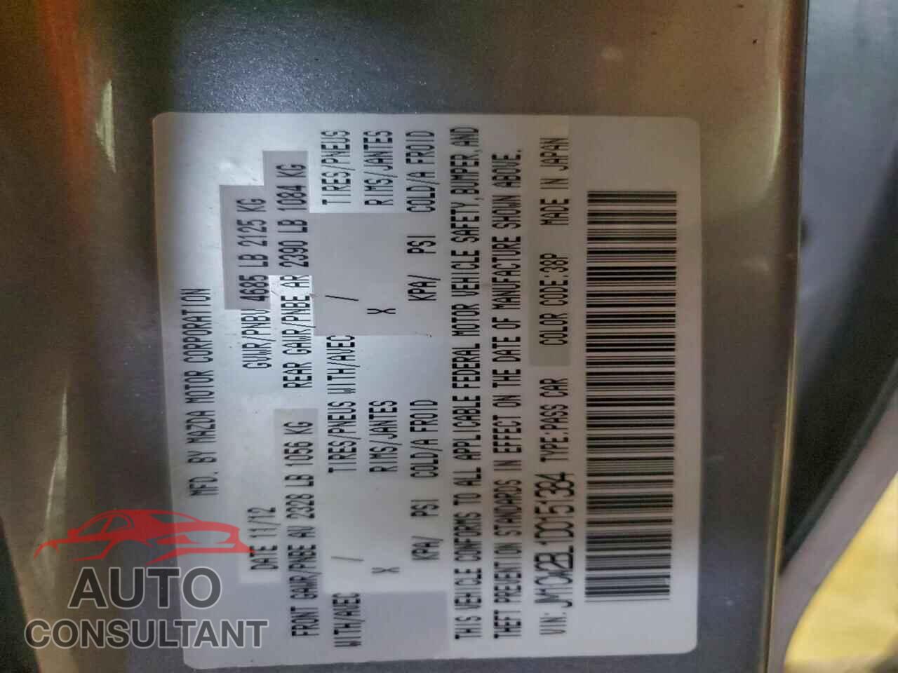 MAZDA 5 2013 - JM1CW2BL1D0151384