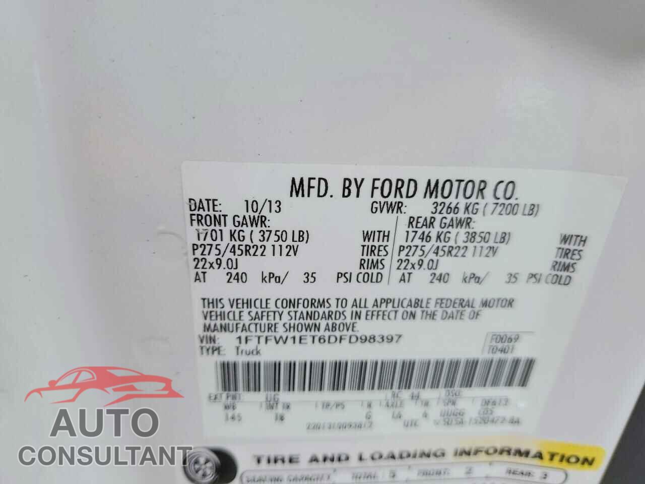 FORD F-150 2013 - 1FTFW1ET6DFD98397