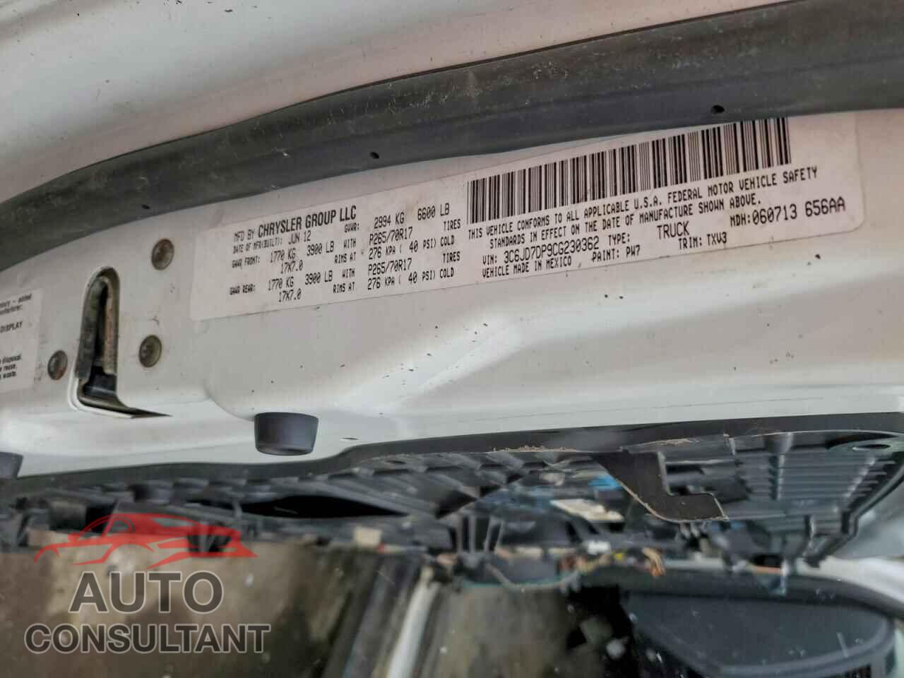 DODGE RAM 1500 2012 - 3C6JD7DP9CG230362