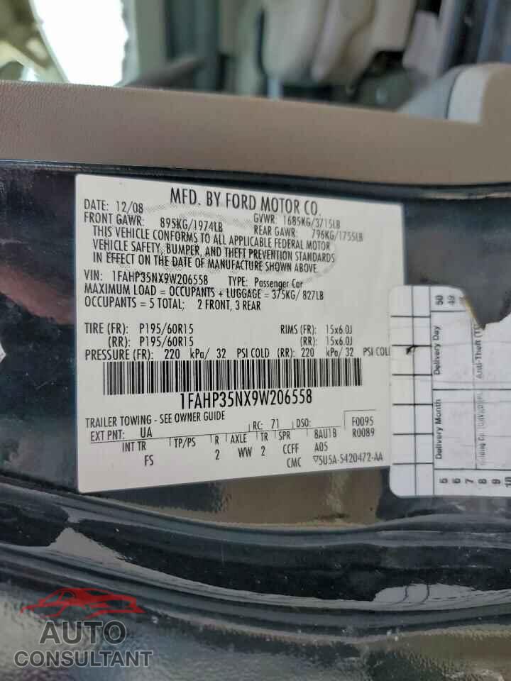 FORD FOCUS 2009 - 1FAHP35NX9W206558