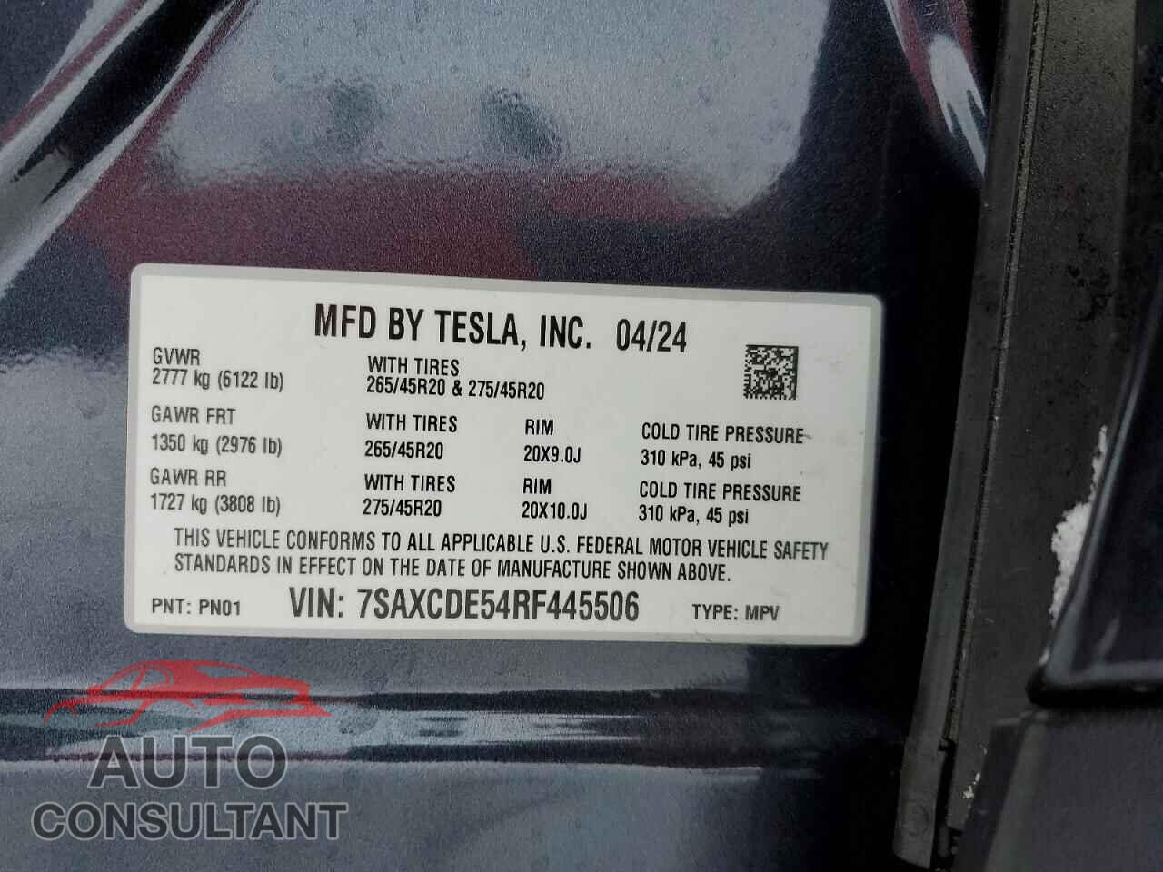 TESLA MODEL X 2024 - 7SAXCDE54RF445506