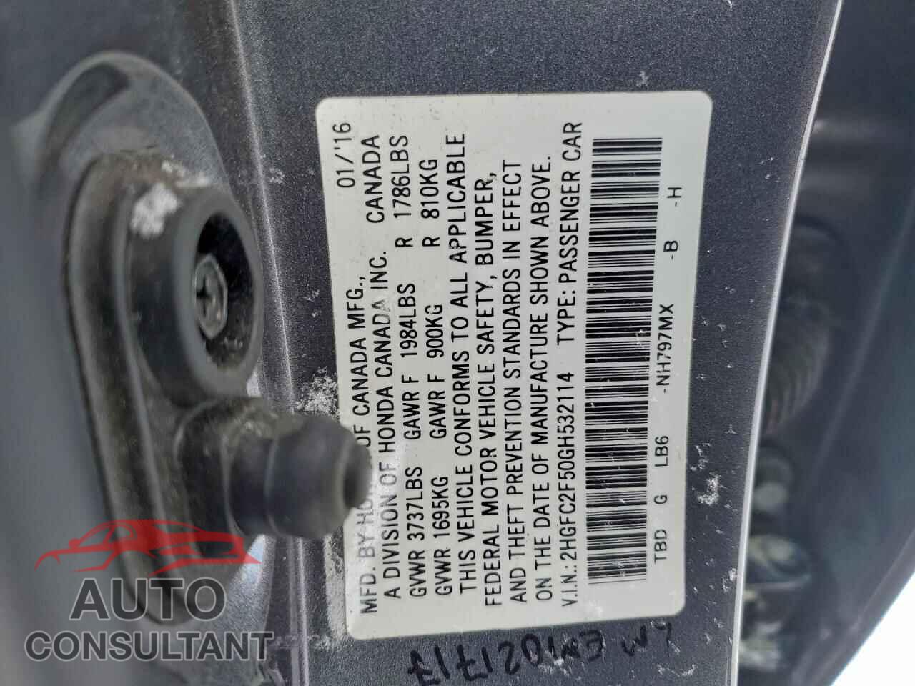 HONDA CIVIC 2016 - 2HGFC2F50GH532114