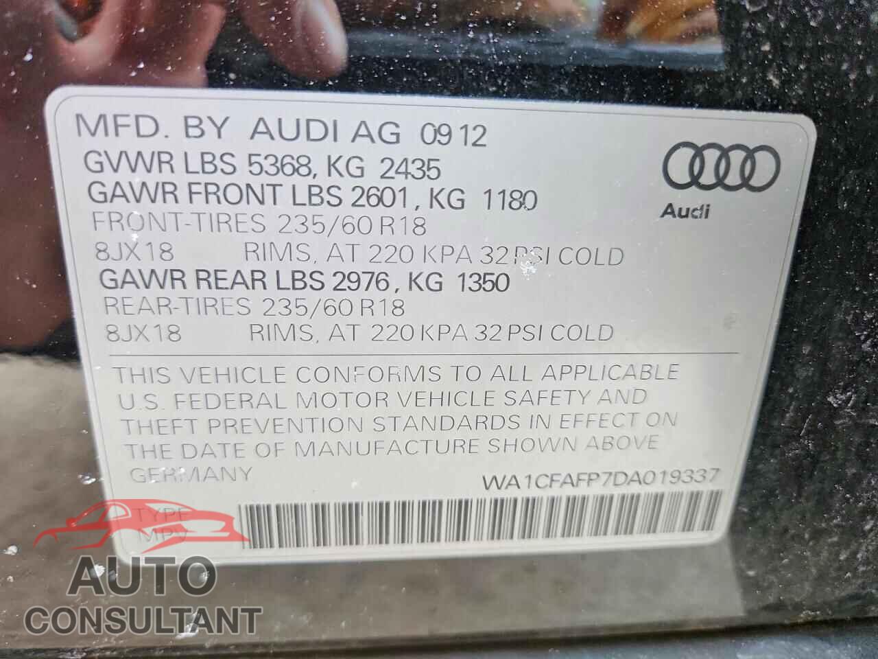 AUDI Q5 2013 - WA1CFAFP7DA019337