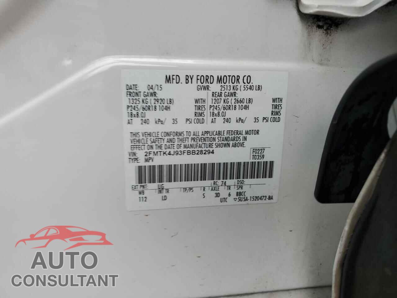 FORD EDGE 2015 - 2FMTK4J93FBB28294