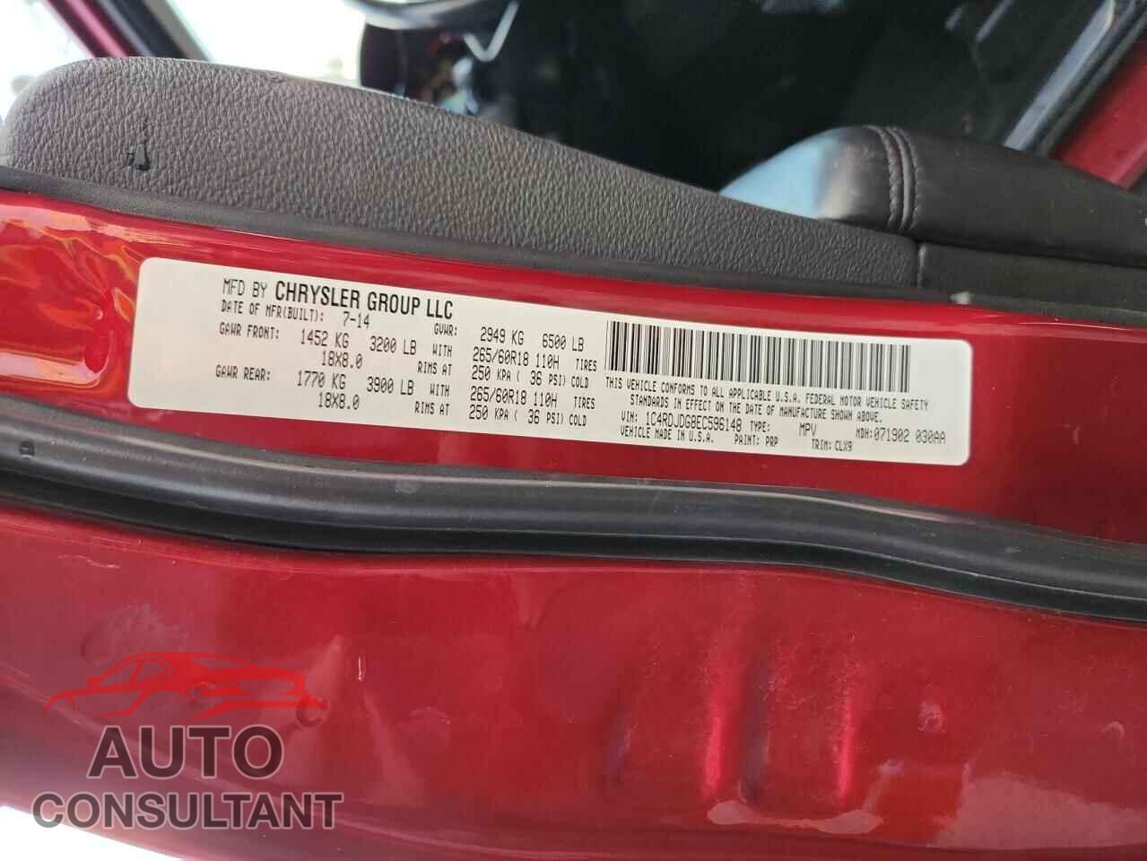 DODGE DURANGO 2014 - 1C4RDJDG8EC596148