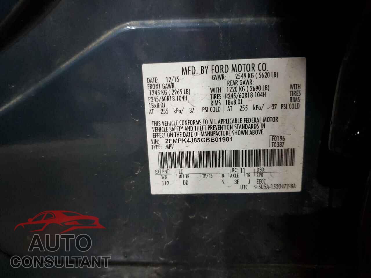 FORD EDGE 2016 - 2FMPK4J85GBB01981