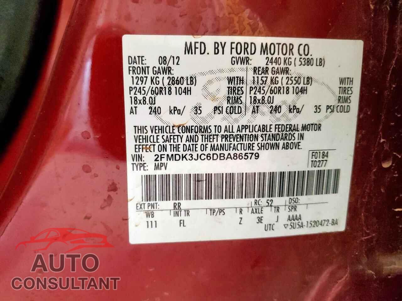 FORD EDGE 2013 - 2FMDK3JC6DBA86579