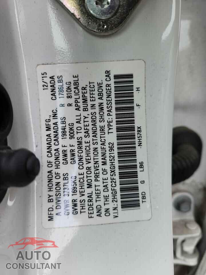 HONDA CIVIC 2016 - 2HGFC2F5XGH521962