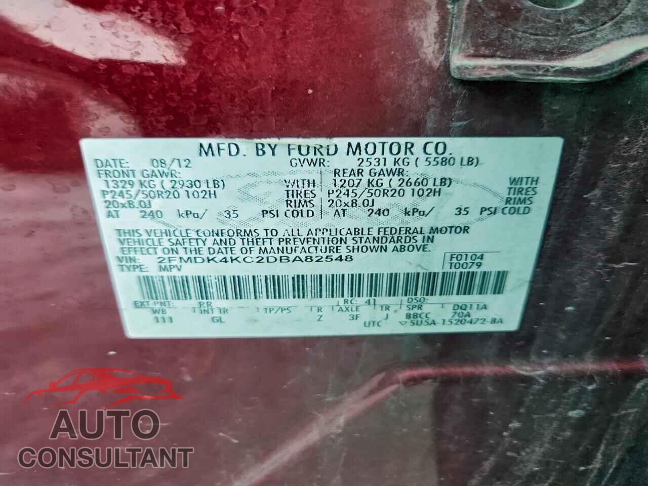 FORD EDGE 2013 - 2FMDK4KC2DBA82548