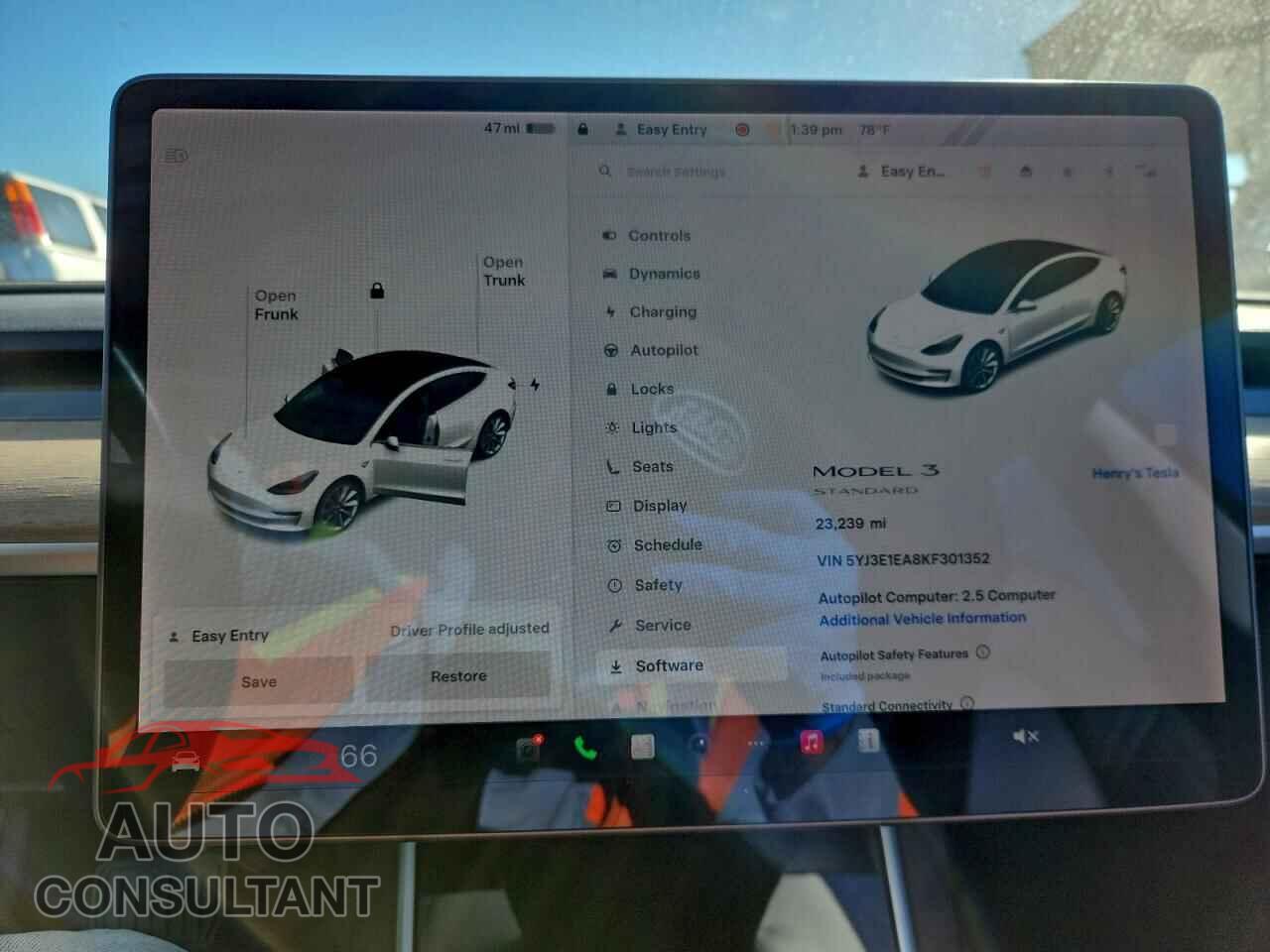 TESLA MODEL 3 2019 - 5YJ3E1EA8KF301352