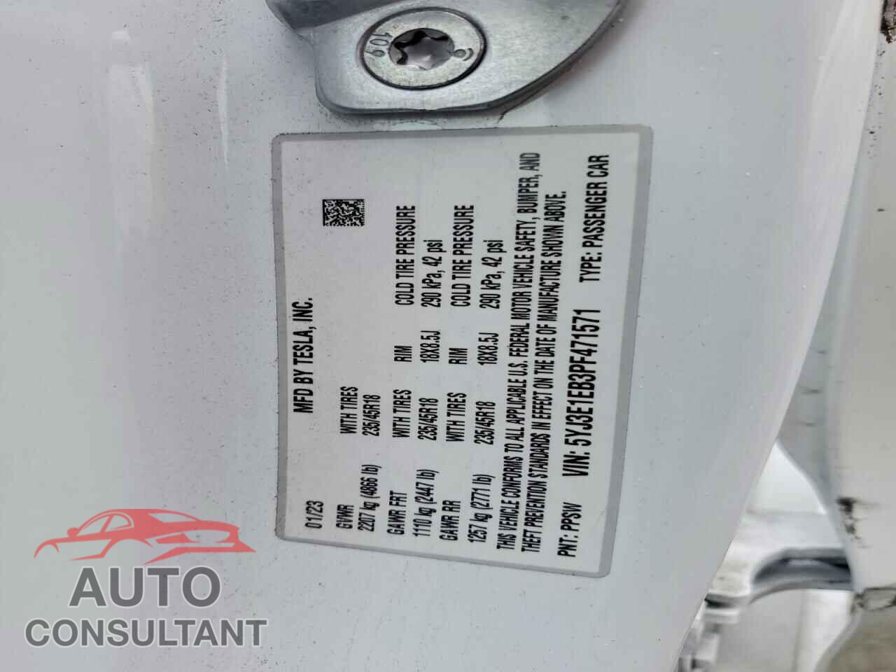 TESLA MODEL 3 2023 - 5YJ3E1EB3PF471571