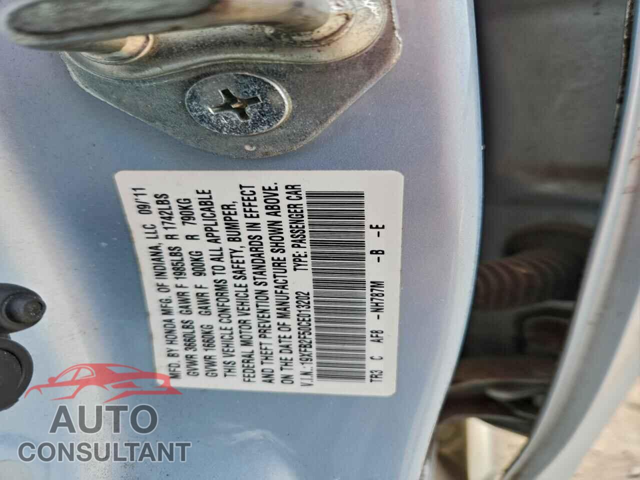 HONDA CIVIC 2012 - 19XFB2F50CE013202