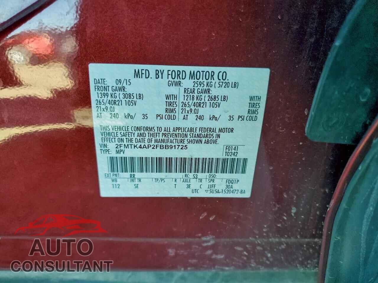FORD EDGE 2015 - 2FMTK4AP2FBB91725